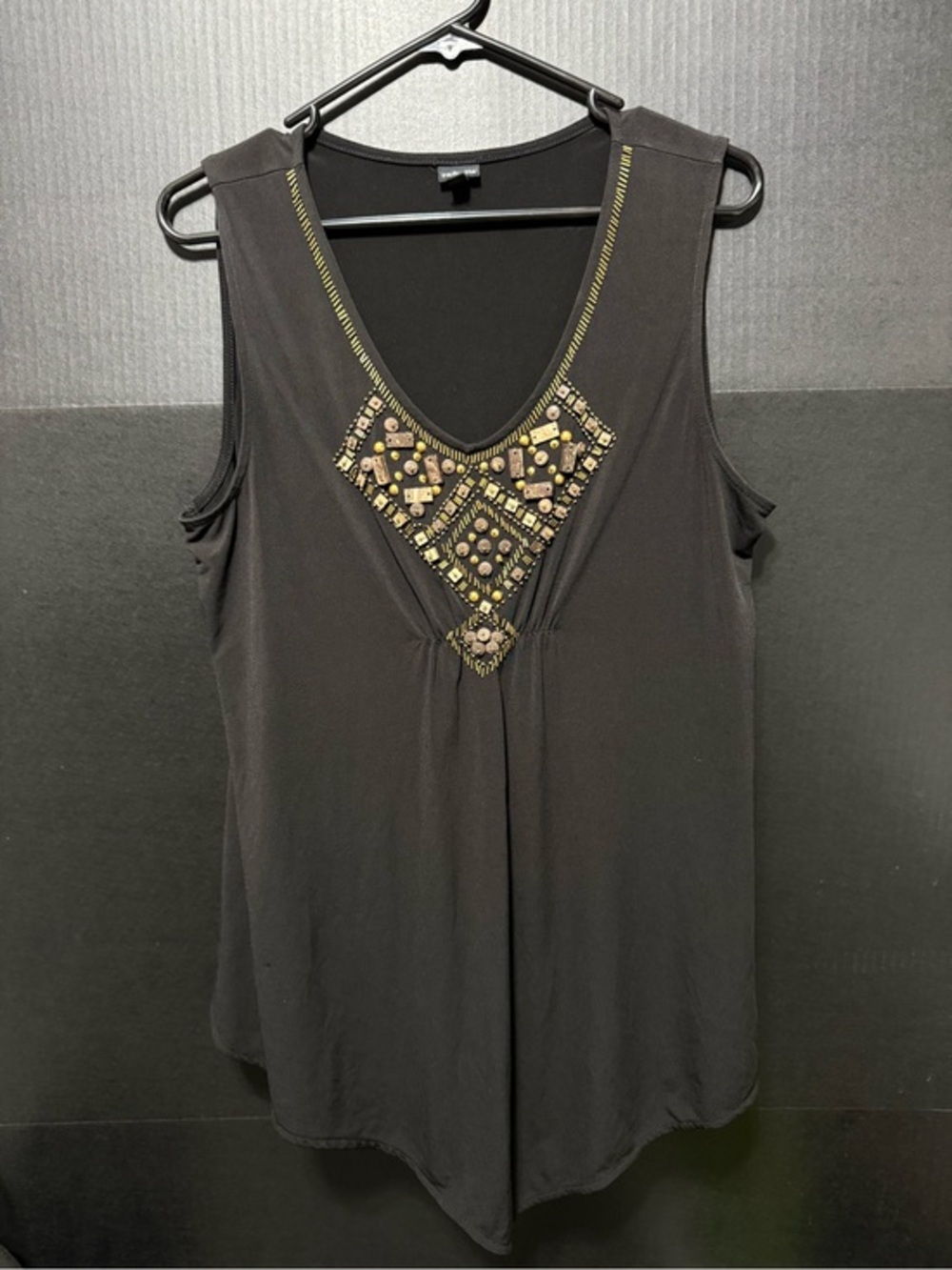 🪁Rafaella Black Sleeveless Beaded Tunic
